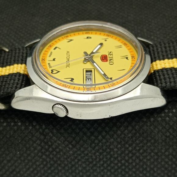 Vintage 1979 Seiko Automatic Mens Silver Watch W/daydate & Arabic accents - Picture 5 of 7